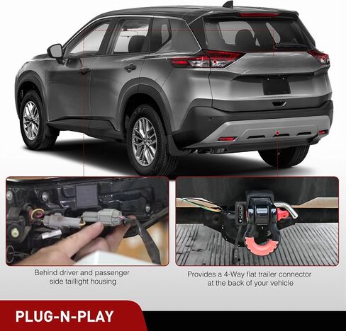 Nilight 4 Pin Trailer Wiring Harness Kit 56459 Vehicle Standard 4 Way Connector Custom for 2021 2022 2023 2024 2025 Nissan Rogue Simple Fit Tow Hitch Harness in Kuwait