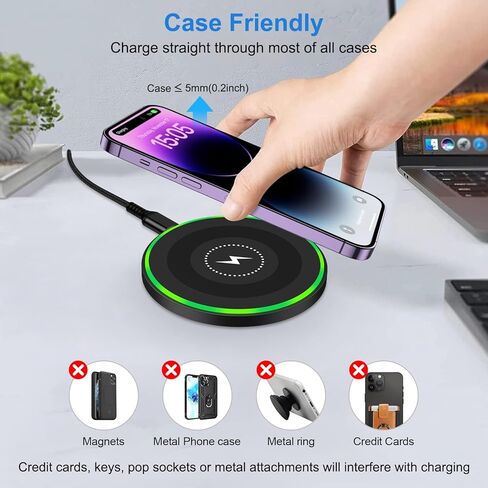 Wireless Charger Fast Charging Pad for Moto G Power (2025)/Edge 60 Stylus/G Stylus 5G 2024/razr+ 2024/Razr 50/Edge+/Edge 50 Ultra/Pro,Pixel 9a 9 Pro Fold/8 Pro/7, 15W Android Wireless Charger Station in Kuwait