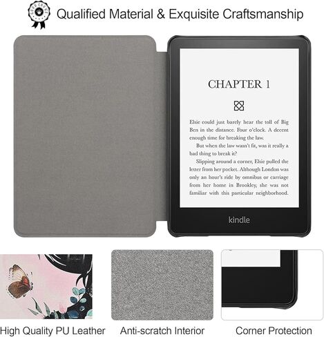 حالة ضئيلة لـ 6.8 "Kindle Paperwhite (الجيل الحادي عشر - 2021) و Cindle Paperwhite Signature Edition - غطاء الورقة الجلدية الخفيفة الوزن مع الاستيقاظ التلقائي/النوم ، بومة لطيف in Saudi Arabia
