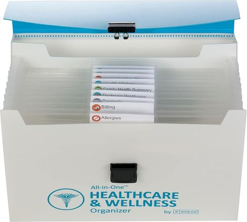 Smead All-in-One Emergency Planning Organizer, 13 Pockets, Letter Size, Latch Closure, Poly White/Red (92011) in Saudi Arabia