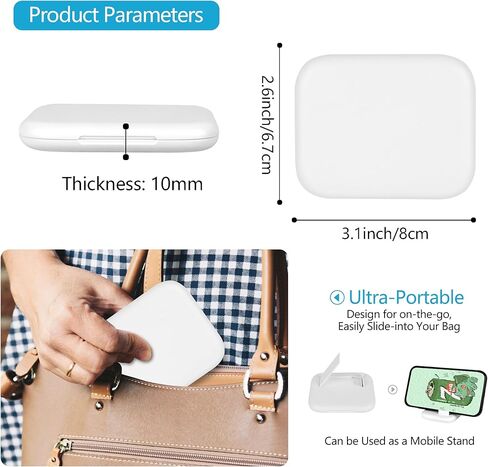 evron USB Adapter Multi Charging Cable Case 2pc Set, Micro USB Cable Gadgets Box with Phone Kickstand, USB C to Micro USB, Type C to iOS Device,Data Transfer,SIM Card Pin (White(Disc+Mirror)) in Saudi Arabia