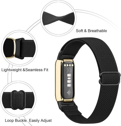 Tobfit Stretchy Band Compatible with Fitbit Luxe Bands for Women Men, Solo Loop Straps Elastic Braided Wristbands Replacement for Fitbit Luxe Bands in Saudi Arabia