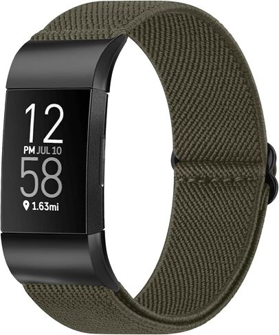 Tobfit Stretchy Band Compatible with Fitbit Charge 4 Bands/Fitbit Charge 3 Bands for Women Men, Solo Loop Straps Elastic Braided Wristbands Replacement for Fitbit Charge 4/Charge 3 Bands in Kuwait