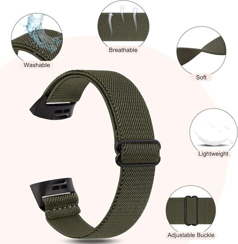 Tobfit Stretchy Band Compatible with Fitbit Charge 4 Bands/Fitbit Charge 3 Bands for Women Men, Solo Loop Straps Elastic Braided Wristbands Replacement for Fitbit Charge 4/Charge 3 Bands in Kuwait
