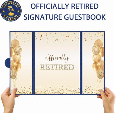 Darunaxy Black Gold Retirement Party Decoritations ، Dressured Signative Signative Signative Book for Men Women Happy Happy Retirement Higding Card Board for Retirement Wavewell Party Supplies in Kuwait