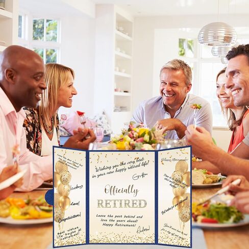 Darunaxy Black Gold Retirement Party Decoritations ، Dressured Signative Signative Signative Book for Men Women Happy Happy Retirement Higding Card Board for Retirement Wavewell Party Supplies in Kuwait