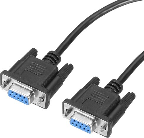 MECCANIXITY 16.4 ft DB9 RS232 Serial Extension Cable Female to Female Null Modem Cord Full Hand Shaking Crossover for Data Communication, Black in Saudi Arabia