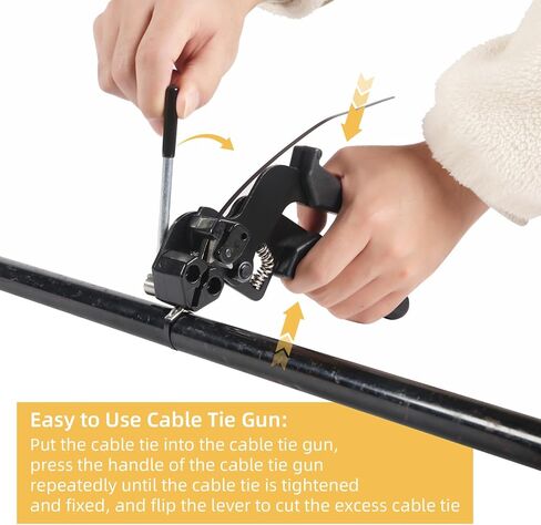 300 PCS 11.8 Inch Metal Zip Ties, Stainless Steel Cable Tie Gun Set, Heavy Duty Self-locking Cable Ties Adjustable Metal Zip Ties Tool Kit for Machinery Exhaust Wrap Pipes Cables Fence (Black) in Kuwait