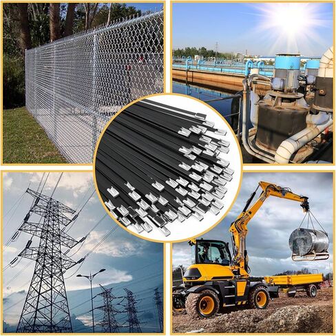 300 PCS 11.8 Inch Metal Zip Ties, Stainless Steel Cable Tie Gun Set, Heavy Duty Self-locking Cable Ties Adjustable Metal Zip Ties Tool Kit for Machinery Exhaust Wrap Pipes Cables Fence (Black) in Kuwait