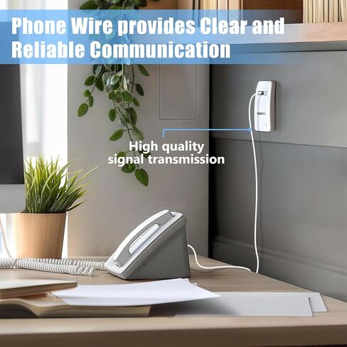 RJ11 6P4C Phone Extension Cord, 1Pack 16 Feet Phone Cable, White Telephone Line Cord, Telephone Wire for Office or Home in Saudi Arabia