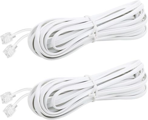 RJ11 6P4C Phone Extension Cord, 1Pack 16 Feet Phone Cable, White Telephone Line Cord, Telephone Wire for Office or Home in Saudi Arabia