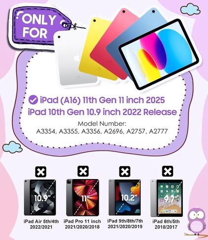 Case for iPad (A16) 11th Generation 11 inch 2025/ iPad 10th Generation 10.9 inch 2022 with Pencil Holder/ 360° Rotating Stand, Shockproof Cover for iPad 11th/10th Gen Kids Girls (Colourful) in Saudi Arabia