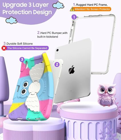 Case for iPad (A16) 11th Generation 11 inch 2025/ iPad 10th Generation 10.9 inch 2022 with Pencil Holder/ 360° Rotating Stand, Shockproof Cover for iPad 11th/10th Gen Kids Girls (Colourful) in Saudi Arabia