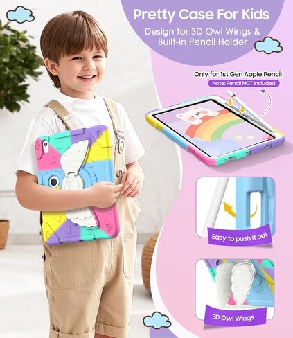 Case for iPad (A16) 11th Generation 11 inch 2025/ iPad 10th Generation 10.9 inch 2022 with Pencil Holder/ 360° Rotating Stand, Shockproof Cover for iPad 11th/10th Gen Kids Girls (Colourful) in Saudi Arabia