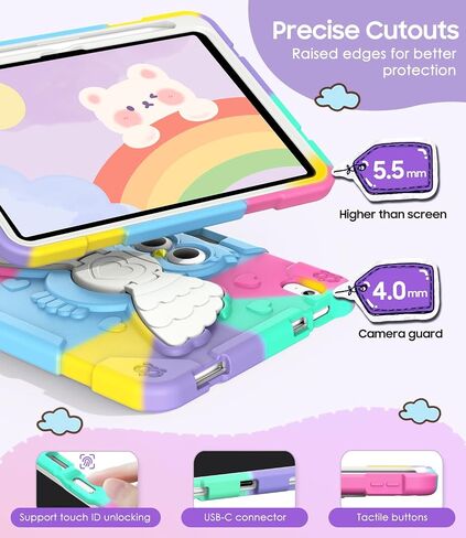 Case for iPad (A16) 11th Generation 11 inch 2025/ iPad 10th Generation 10.9 inch 2022 with Pencil Holder/ 360° Rotating Stand, Shockproof Cover for iPad 11th/10th Gen Kids Girls (Colourful) in Saudi Arabia