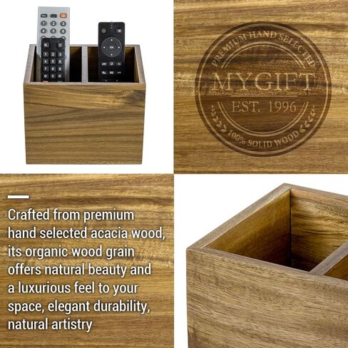 MyGift 6 بوصة منظمة التحكم عن بعد Universal MyGift ، و CADDY البعيدة الخشبية الصلبة ذات الفتحتين وأجهزة التحكم عن بعد سوداء مخطوطة ، صندوق تخزين للتلفزيون ، أدوات التحكم عن بُعد DVD in Kuwait