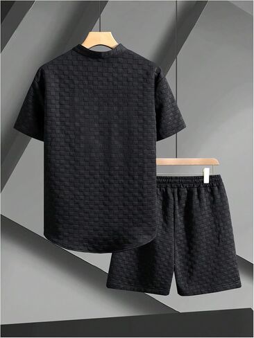 GORGLITTER Men's Vacation Sets Short Sleeve Button Down Shirt and Textured Short Set in Saudi Arabia