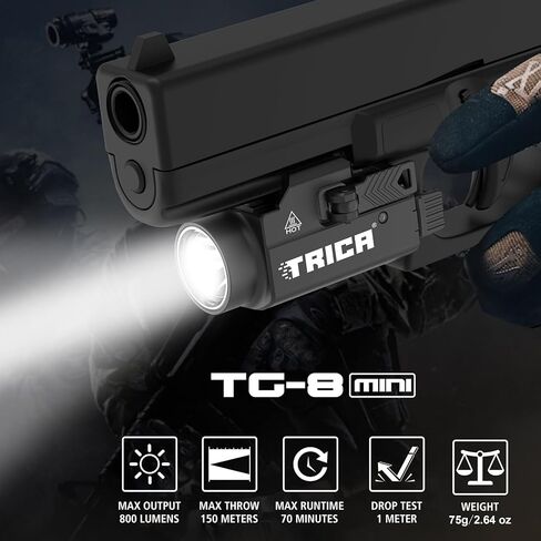 800 Lumens Compact Pistol Light, USB Rechargeable Rail-Mounted Tactical WeaponLight with Adjustable Rail, Quick Release Mini Handgun Flashlight Compatiable for 1913,GL Style Full Size and Compact Rail in Saudi Arabia