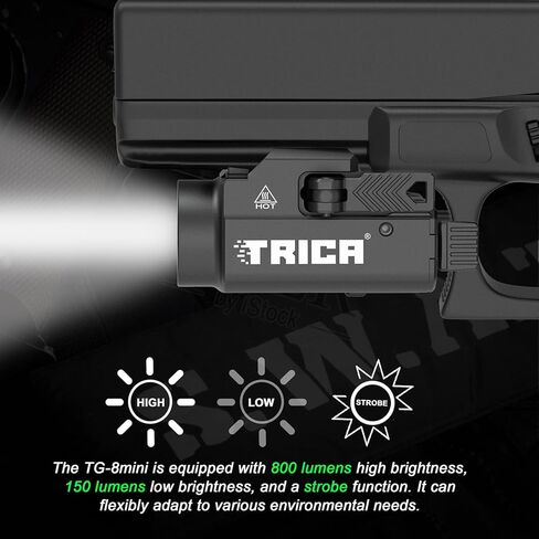 800 Lumens Compact Pistol Light, USB Rechargeable Rail-Mounted Tactical WeaponLight with Adjustable Rail, Quick Release Mini Handgun Flashlight Compatiable for 1913,GL Style Full Size and Compact Rail in Saudi Arabia