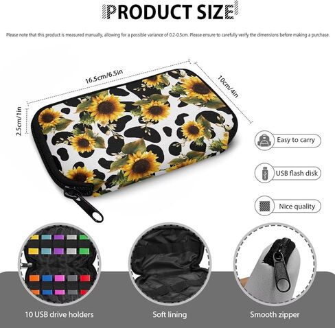 Flower Butterfly Print USB Flash Drive Case Thumb Drive Case, Portable USB Holder Storage Bag with 10 Slots, Office Home Electronic Accessories Organizer for USB Flash Drive Jump Drive in Kuwait