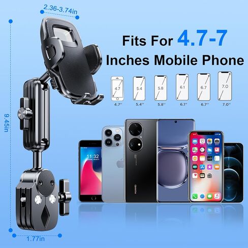 Motorcycle Phone Mount, Mountain Bike Phone Holder for Bicycle, Electric Motorcycle Accessories, Scooter Stroller Handlebar Phone Mount, Compatible with iPhone, 4.7-7 Inches Cell Phone in Kuwait