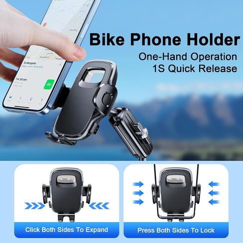 Motorcycle Phone Mount, Mountain Bike Phone Holder for Bicycle, Electric Motorcycle Accessories, Scooter Stroller Handlebar Phone Mount, Compatible with iPhone, 4.7-7 Inches Cell Phone in Kuwait