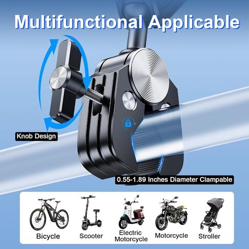 Motorcycle Phone Mount, Mountain Bike Phone Holder for Bicycle, Electric Motorcycle Accessories, Scooter Stroller Handlebar Phone Mount, Compatible with iPhone, 4.7-7 Inches Cell Phone in Kuwait