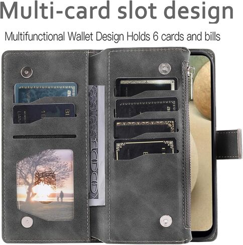 Asuwish Phone Case for Samsung Galaxy A12/M12 Wallet Cover with Tempered Glass Screen Protector and Wrist Strap Mandala Flower Flip Zipper Card Holder Cell A 12 5G A-12 S12 12A 4G Women Men Purple in Kuwait