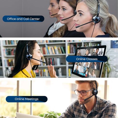TRUVOICE HD-500 Premium Office/Call Center QD سماعات الرأس مع MIC لإلغاء الضوضاء وتضخيم محول HIS-2 متوافق مع Avaya 16xx ، 96xx و J139 ، J159 ، J169 ، J179 ، J189. in Kuwait