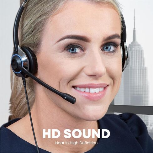 TRUVOICE HD-500 Premium Office/Call Center QD سماعات الرأس مع MIC لإلغاء الضوضاء وتضخيم محول HIS-2 متوافق مع Avaya 16xx ، 96xx و J139 ، J159 ، J169 ، J179 ، J189. in Kuwait