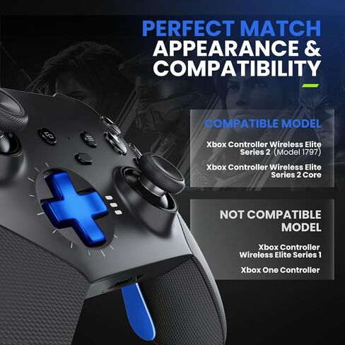 مجاذيف TNP لوحدة تحكم Xbox Elite 2 - ملحقات استبدال المجاذيف المعدنية المصنوعة من الفولاذ المقاوم للصدأ وملحقات أجزاء D-Pad المتوافقة مع Xbox Elite Controller Series 2 Core، أسود in Saudi Arabia