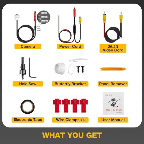 AHD 1080P Backup Camera Flush Mount, Metal Housing 170° Wide View Angle Rear/Side/Front View Camera for Car, HD Clear Night Vision IP69 Waterproof Reverse Camera, 18.5mm, 12V/24V, Black in Kuwait