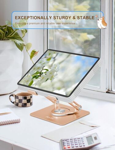 Tablet Stand 360° Rotating Aluminum Holder - Adjustable, Portable & Foldable Monitors Stand for iPads, Compatible with 4-13.3" Tablets, Purple in Kuwait