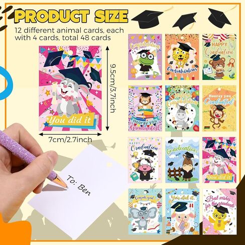 Hanaive 48 Set Mini Graduation Stuffed Bears Bulk 3'' Plush Bear Class of 2024 Stuffed Animal with Cap Tie Grad Card Organza Bag for Kindergarten high School College Elementary Graduation Gifts in Saudi Arabia