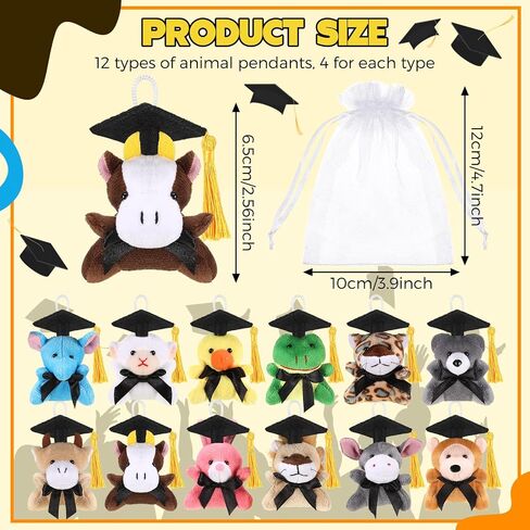Hanaive 48 Set Mini Graduation Stuffed Bears Bulk 3'' Plush Bear Class of 2024 Stuffed Animal with Cap Tie Grad Card Organza Bag for Kindergarten high School College Elementary Graduation Gifts in Saudi Arabia
