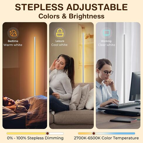 مصباح أرضي LED لغرفة المعيشة ، ضوء الزاوية الحد الأدنى مع التحكم عن بعد ، 2700K-6500K ألوان قابلة للتعديل والسطوع ، ضوء القراءة الحديثة المصباح الدائم لغرفة النوم ، الذهب in Kuwait