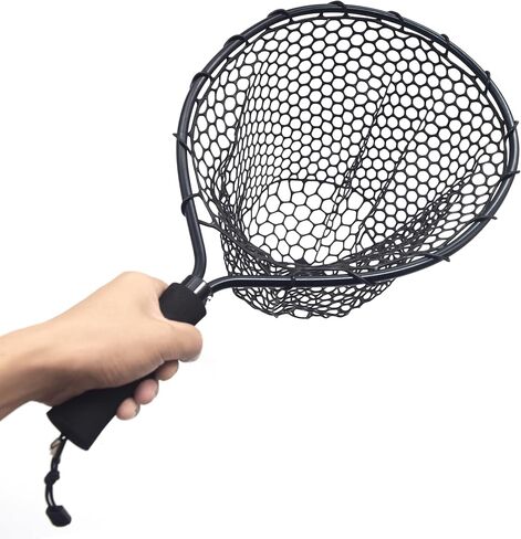 Fly Fishing Landing Net for Trout - Catch and Release, Made of Aluminum Alloy with Soft Rubber Mesh, Suitable for Kayak Fishing in Kuwait