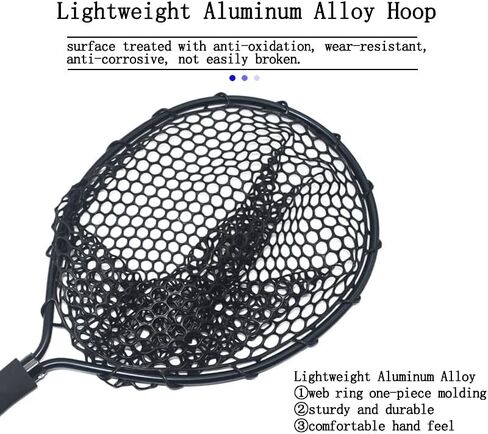 Fly Fishing Landing Net for Trout - Catch and Release, Made of Aluminum Alloy with Soft Rubber Mesh, Suitable for Kayak Fishing in Kuwait