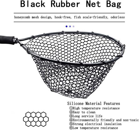 Fly Fishing Landing Net for Trout - Catch and Release, Made of Aluminum Alloy with Soft Rubber Mesh, Suitable for Kayak Fishing in Kuwait
