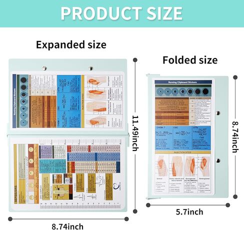 Black Nursing Clipboard with Nursing and Medical Edition Cheat Sheets - Aluminum Foldable Nurse Clip Boards Essential Accessory for Efficient Patient Care in Saudi Arabia