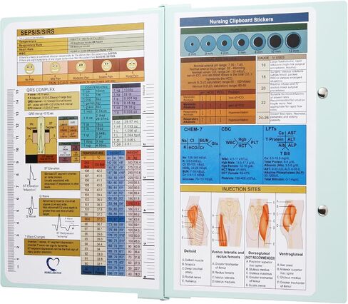 Black Nursing Clipboard with Nursing and Medical Edition Cheat Sheets - Aluminum Foldable Nurse Clip Boards Essential Accessory for Efficient Patient Care in Saudi Arabia