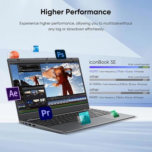 14.1 "Windows 11 Pro Computer 8GB RAM 128GB SSD ، Intel Celeron N5095 (4C4T ، حتى 2.9 جيجا هرتز) عرض IPS ، HDMI ، WIFI Dual Band ، BT5.0 Light و Thin Notebook PC للعمل ، طالب المدرسة in Kuwait