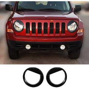 JeCar Headlight Trim Cover ABS Angry Birds Style Front Lamp Bezels for Jeep Patriot 2011-2016, Black