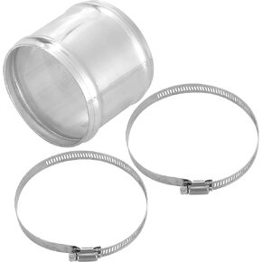 X AUTOHAUX OD 0.6" 16mm Aluminum Alloy Hose Joiner Tube Intercooler Pipe Connector Air Intake Tube with Bead Roll with 2 Clamps Length 3" 76mm