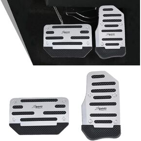QODOLSI 2 PCS Automatic Transmission Car Pedal Replacement Kit, Safety Anti-Slip Gas and Brake Pedal Protective Cover, Sports Punk Style No Drilling Decorative Accessories, Universal for Cars (Blue)
