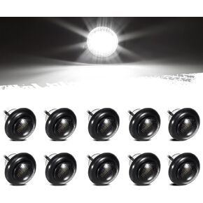 Partsam 10Pcs 3/4" Mini White LED Side Marker Clearance Lights Smoke Lens Flush Mount Submersible Truck Boat Trailer Pickup 3/4 Inch Led Chicken Lights Lamps Indicators Sealed