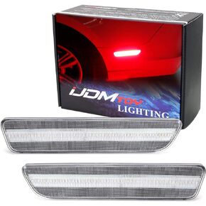 iJDMTOY Clear Lens Red Full LED Rear Side Marker Light Kit Compatible with Ford 2005-09 Mustang, Powered by 54-SMD LED, Replace OEM Back Sidemarker Lamps