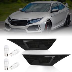 Bestview Smoked Lens LED Front Side Marker Lights for Honda Civic 10th Gen 2016-2021 Coupe Hatchback With 2Pcs T10 Light Bulbs OEM#H02551127N