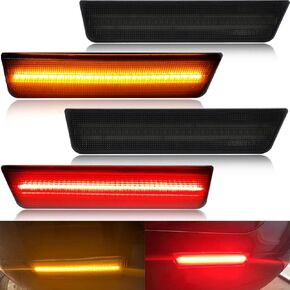 Clear Lens Challenger Amber/Red Front Rear LED Side Marker Light Kits for D0dge Challenger 2008 2009 2010 2011 2012 2013 2014 180-SMD LED Driver and Passenger Turn Signal Sidemarker Lamps Replacement