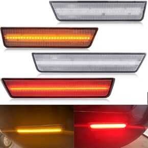 Clear Lens Challenger Amber/Red Front Rear LED Side Marker Light Kits for D0dge Challenger 2008 2009 2010 2011 2012 2013 2014 180-SMD LED Driver and Passenger Turn Signal Sidemarker Lamps Replacement in Kuwait